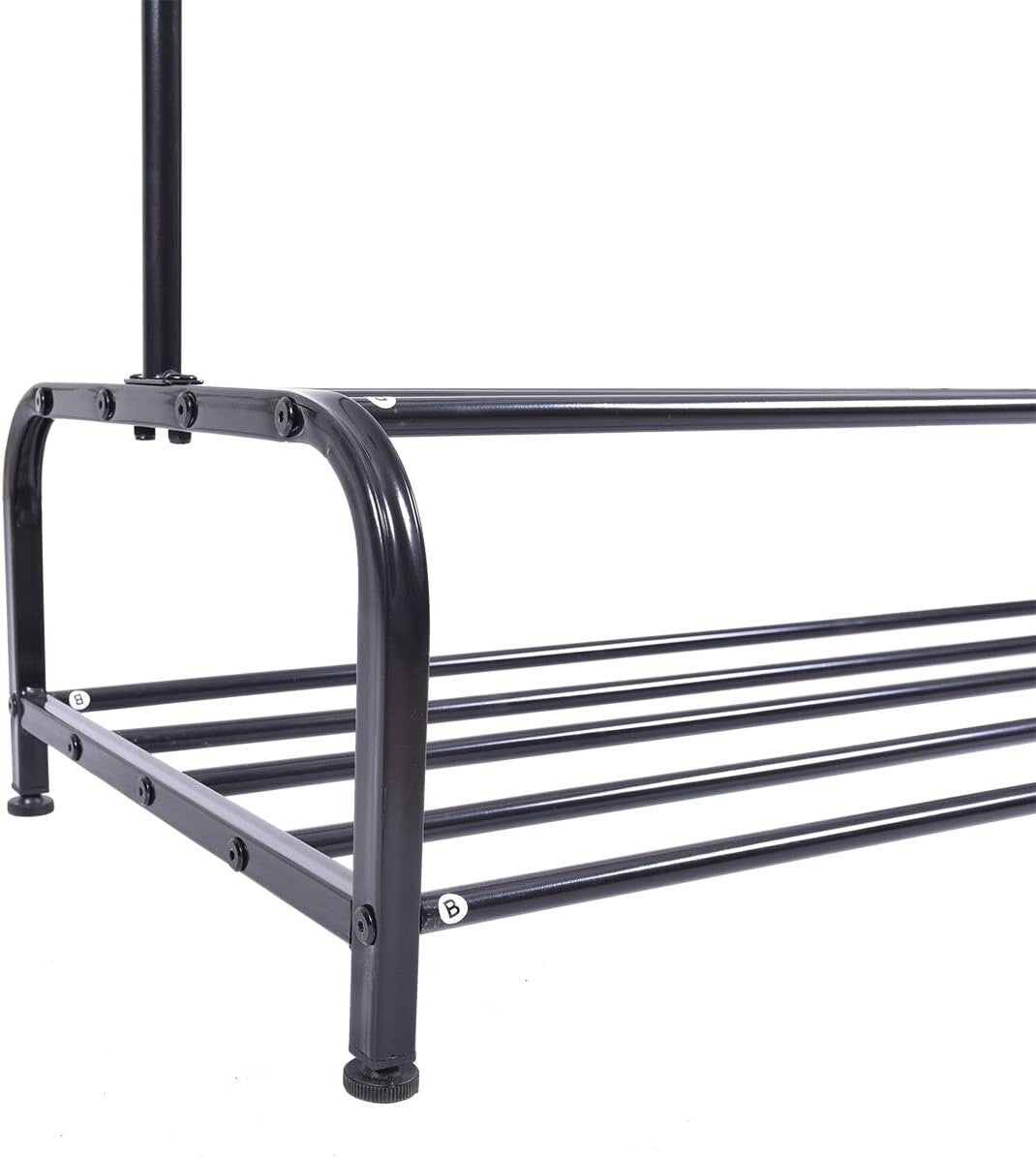 JURMERRY Metal Coat Rail Pipe Hanging Clothes Rail Heavy Duty Storage Shelf