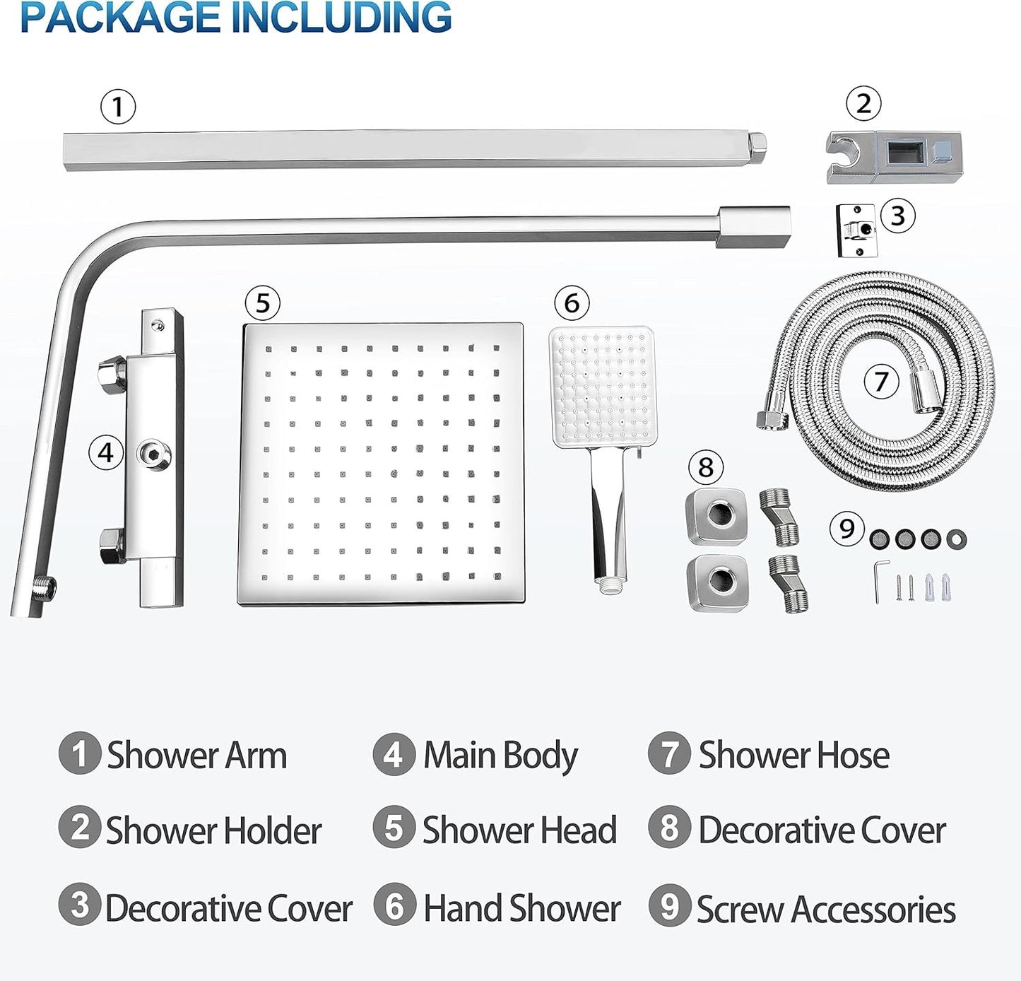 Thermostatic Shower Mixer Set Chrome Rainfall Riser Rail Anti Scald Bath Tap