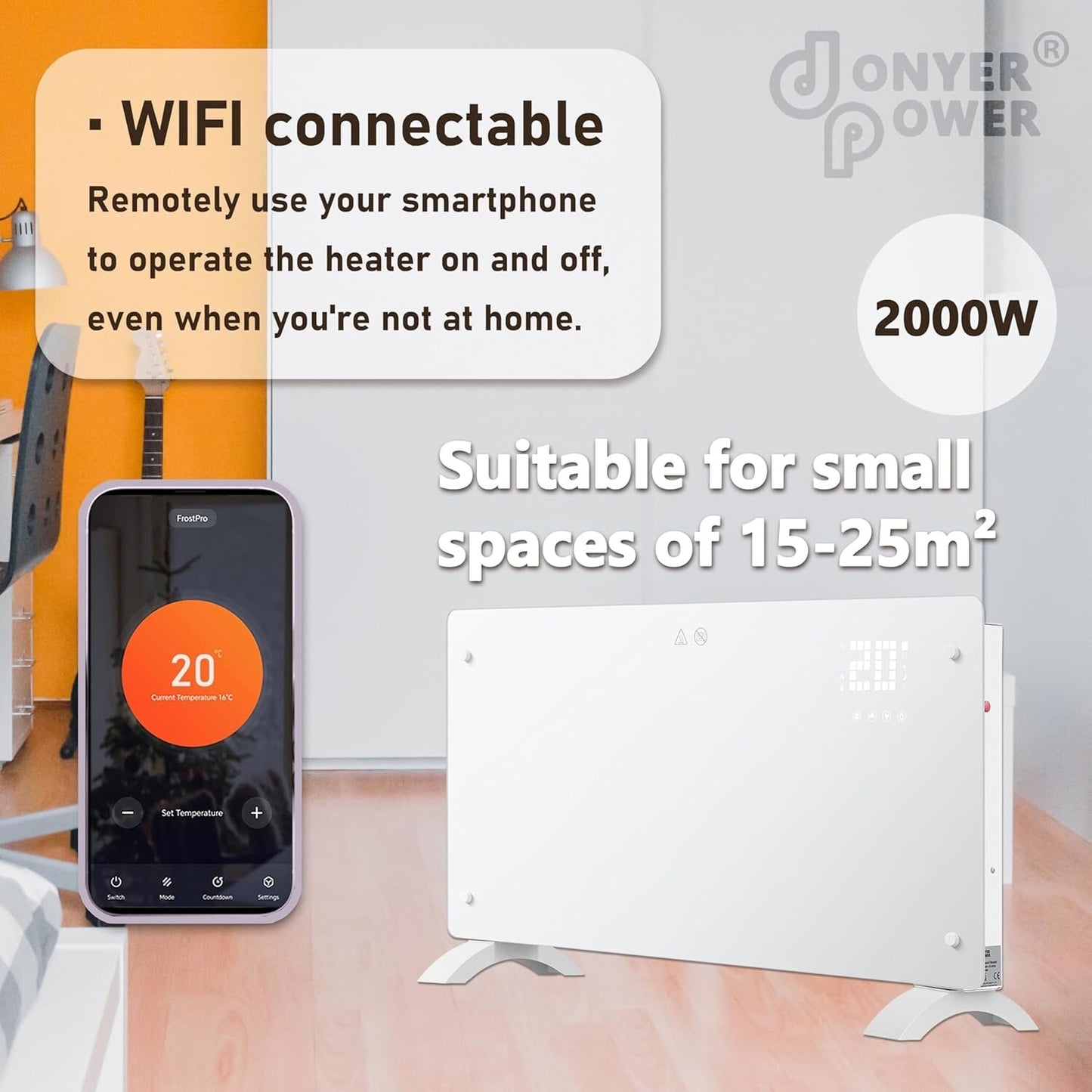 DONYER POWER 2000W Convector Heater Ultra-thin Wifi and Remote