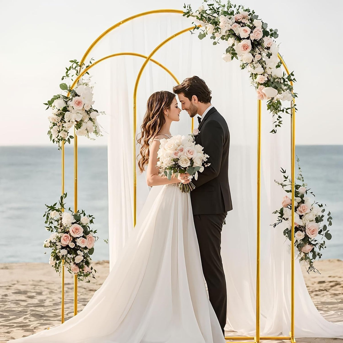Wedding Arch Backdrop Stand Gold Metal Balloon Frame 3 Sizes 6ft 6.6ft 7.2ft