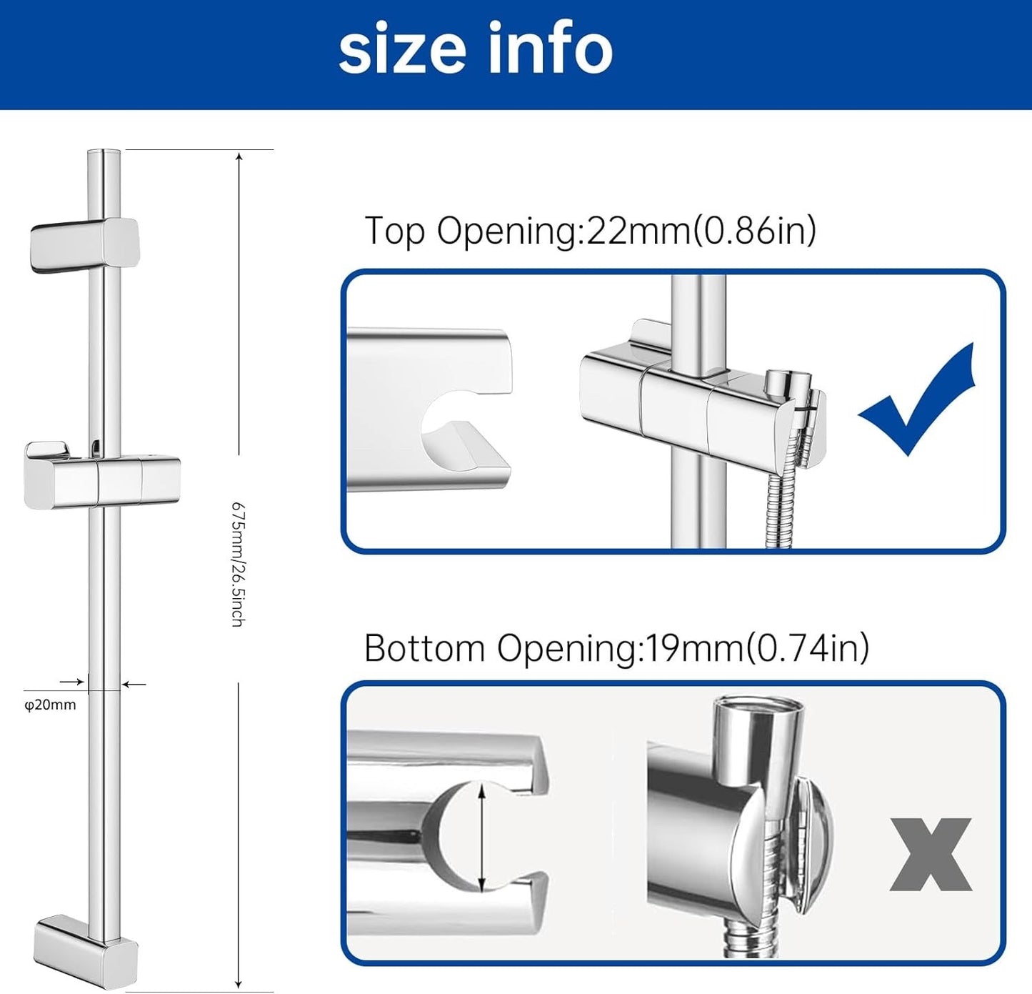 Shower Head High Pressure Stainless Steel Adjustable Bathroom Handheld Chrome