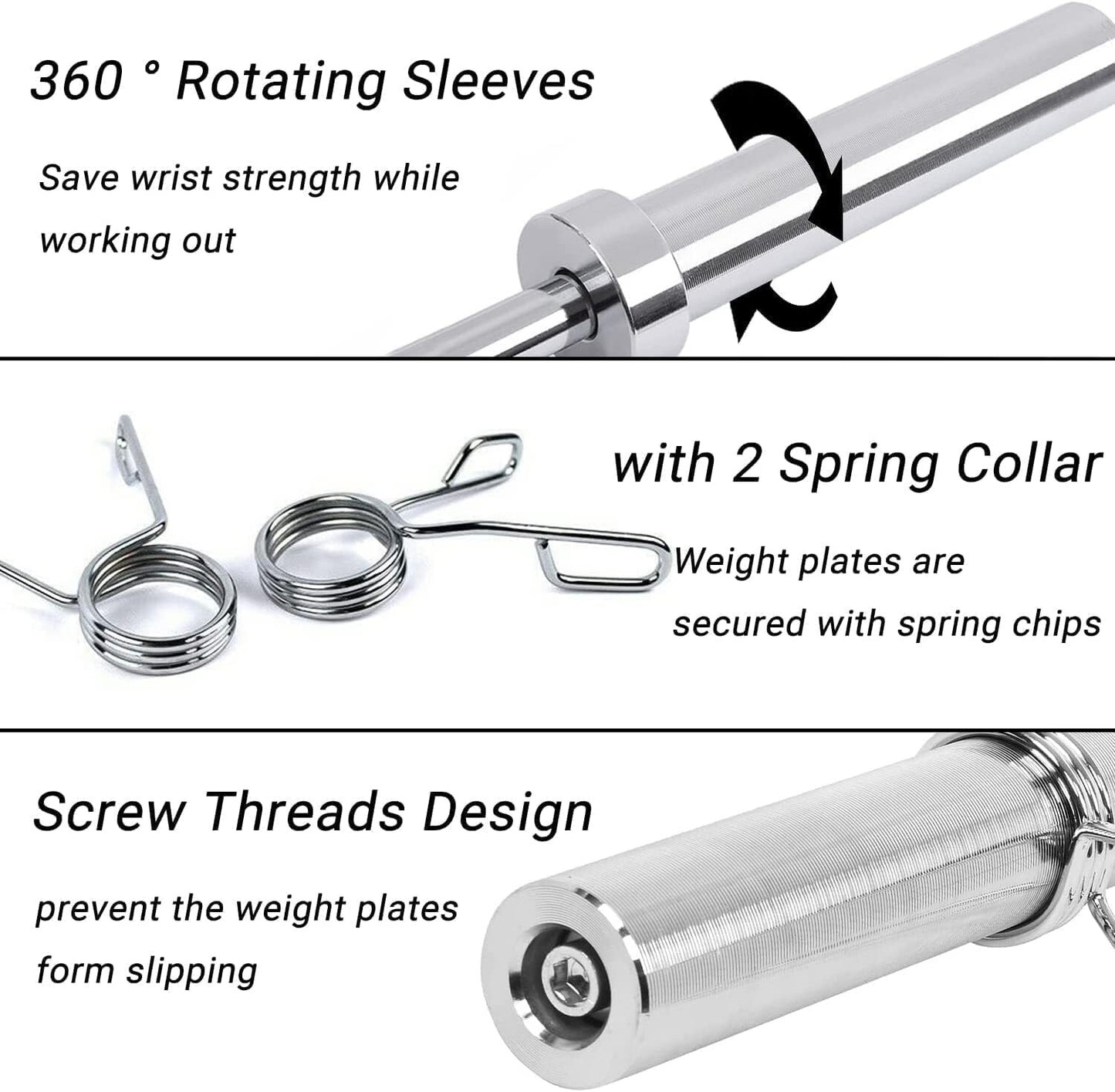 MYOYAY Weight Lifting Barbell Bar | Fitness 4ft Barbell Weight Bar with 2 Clips