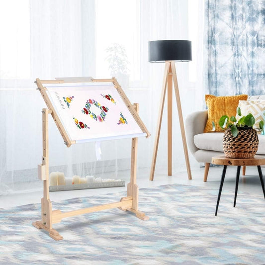 Cross Stitch Stand Adjustable Wood Floor Frame 360 Rotating Tapestry Holder