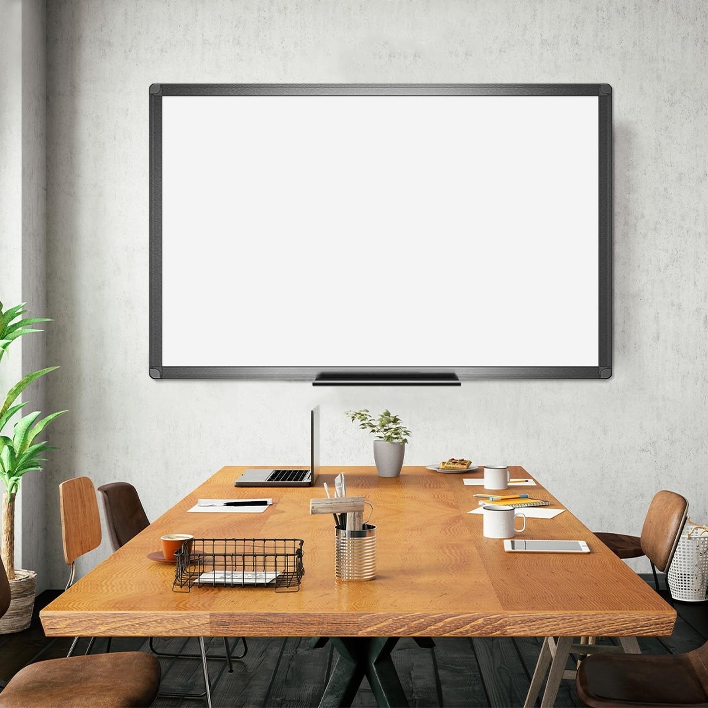 Viz-Pro Magnetic Whiteboard 120x90cm Dry Wipe Board Aluminium Frame