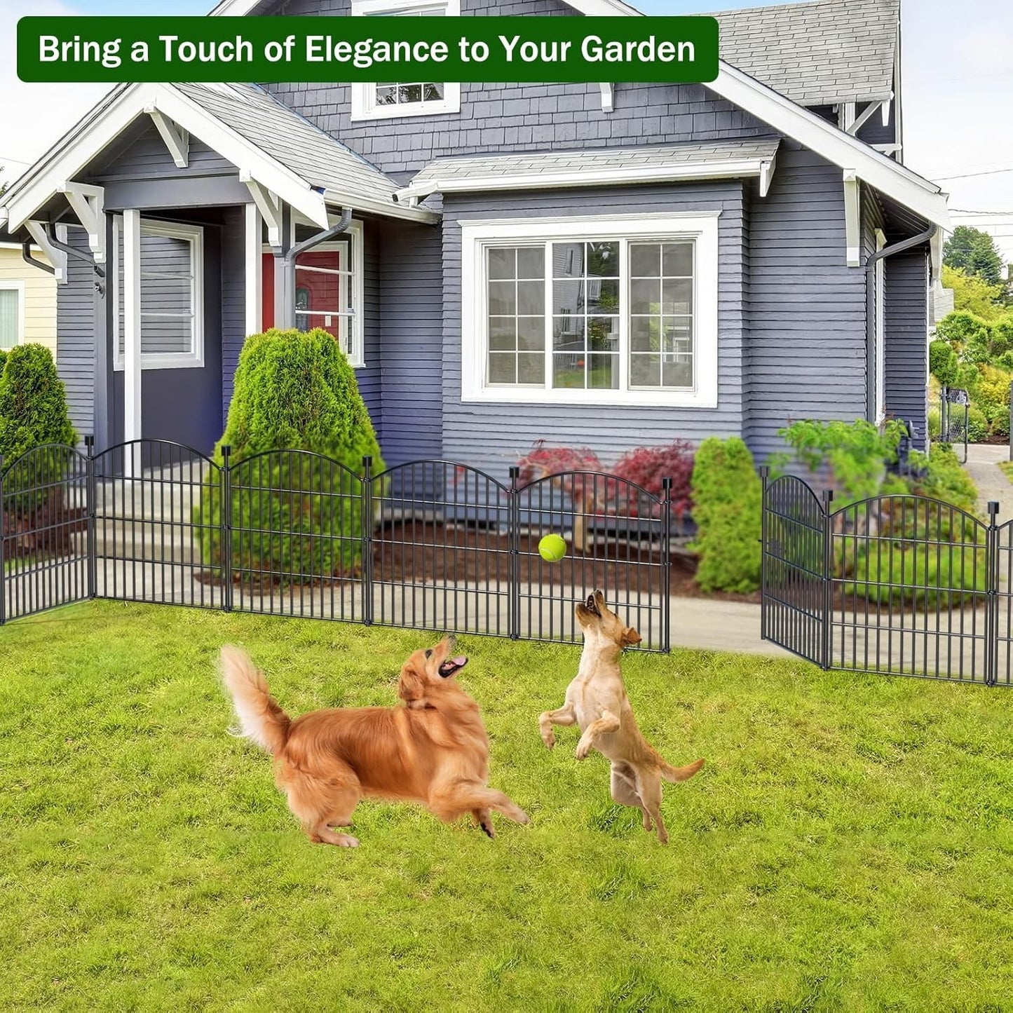 Garden Fence Panels 10pc No Dig Metal 61cm 6.1m Gate Dog Animal Barrier Black