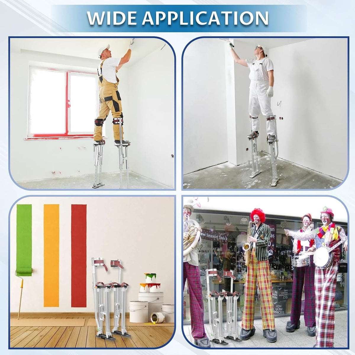 Drywall Stilts Aluminum Adjustable 24-40in Taping Painting Plastering Silver