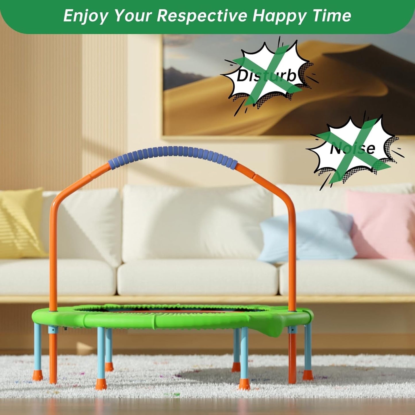CLORIS 38'' Foldable Fitness Trampoline Max Load 220lbs Rebounder Green
