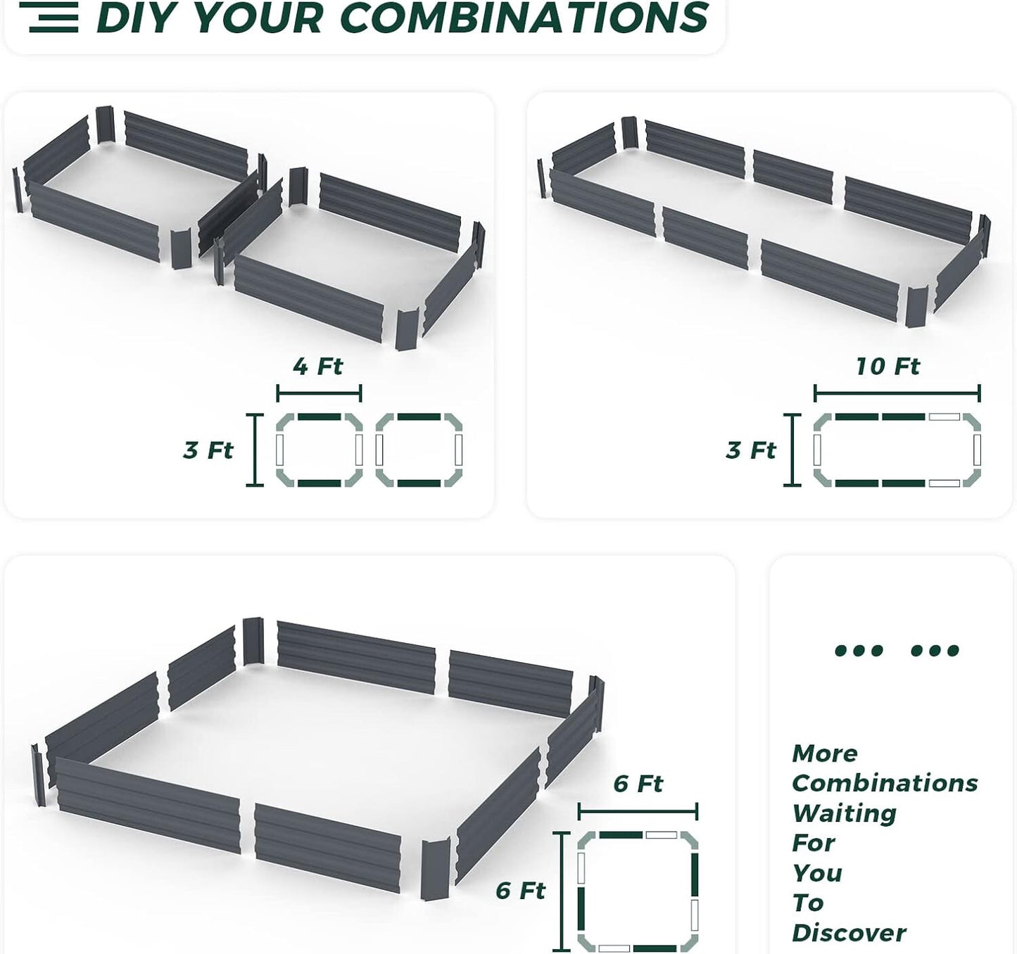 Taleco Gear 2-Pack(120×90cm) Metal Outdoor Raised Beds for Gardens