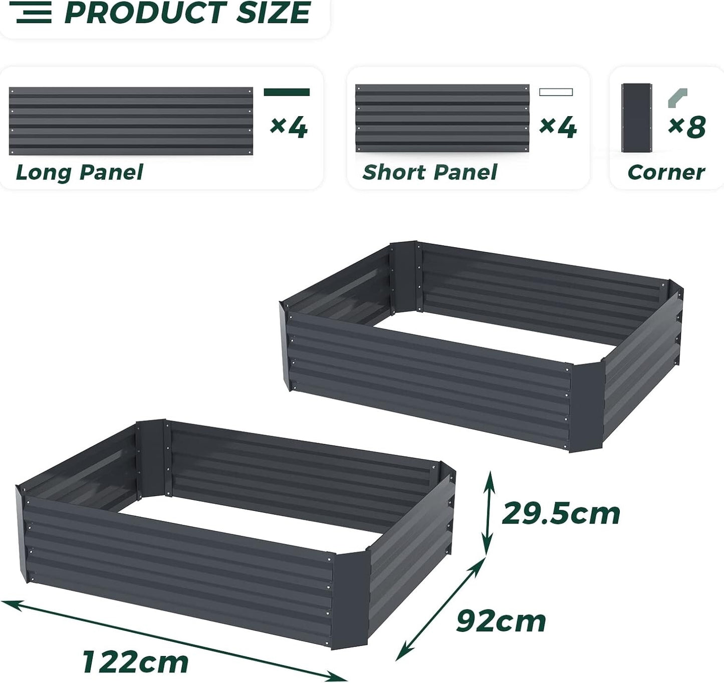 Taleco Gear 2-Pack(120×90cm) Metal Outdoor Raised Beds for Gardens