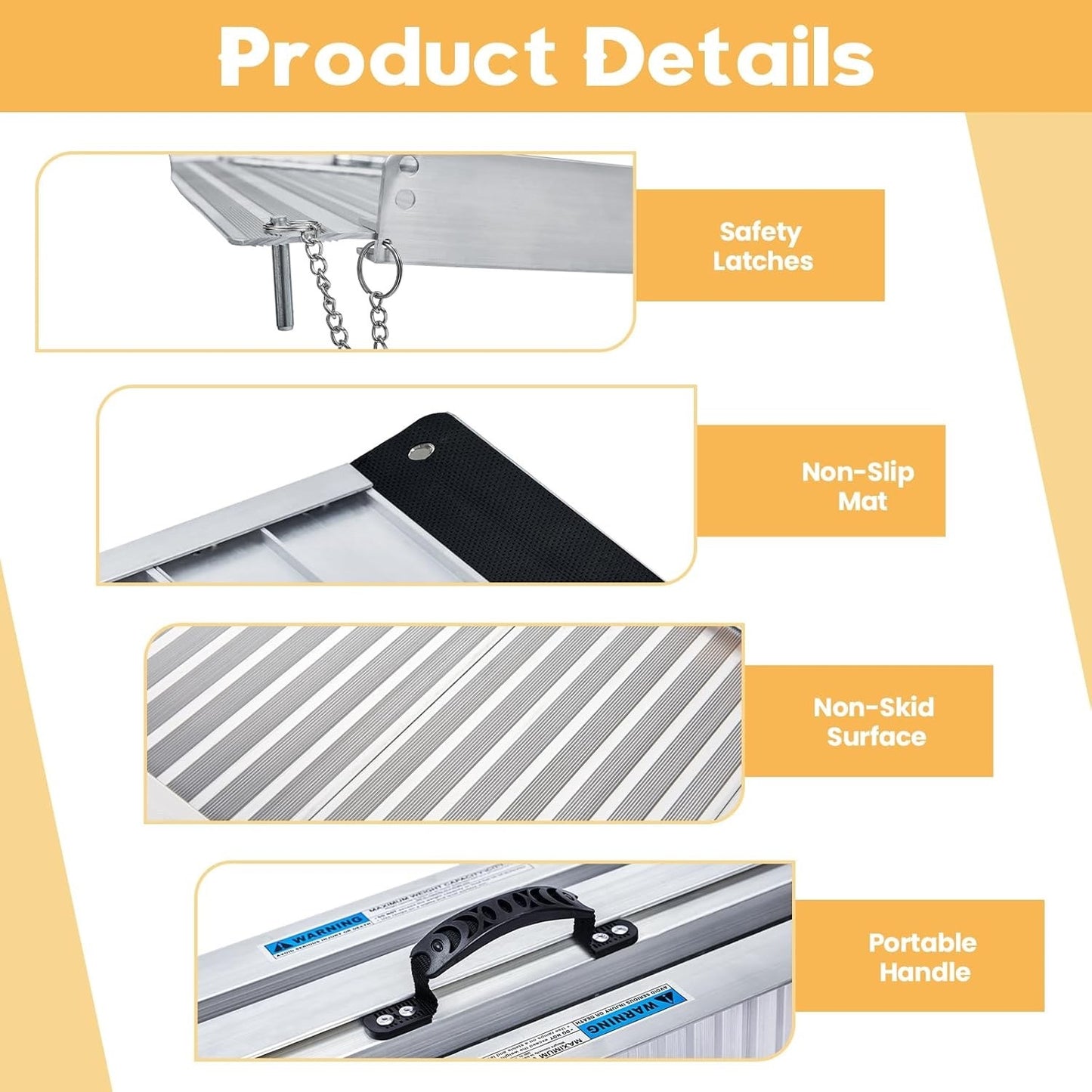gardhom Wheelchair Ramp 2FT -7 FT Folding Aluminum Ramps for Wheelchairs