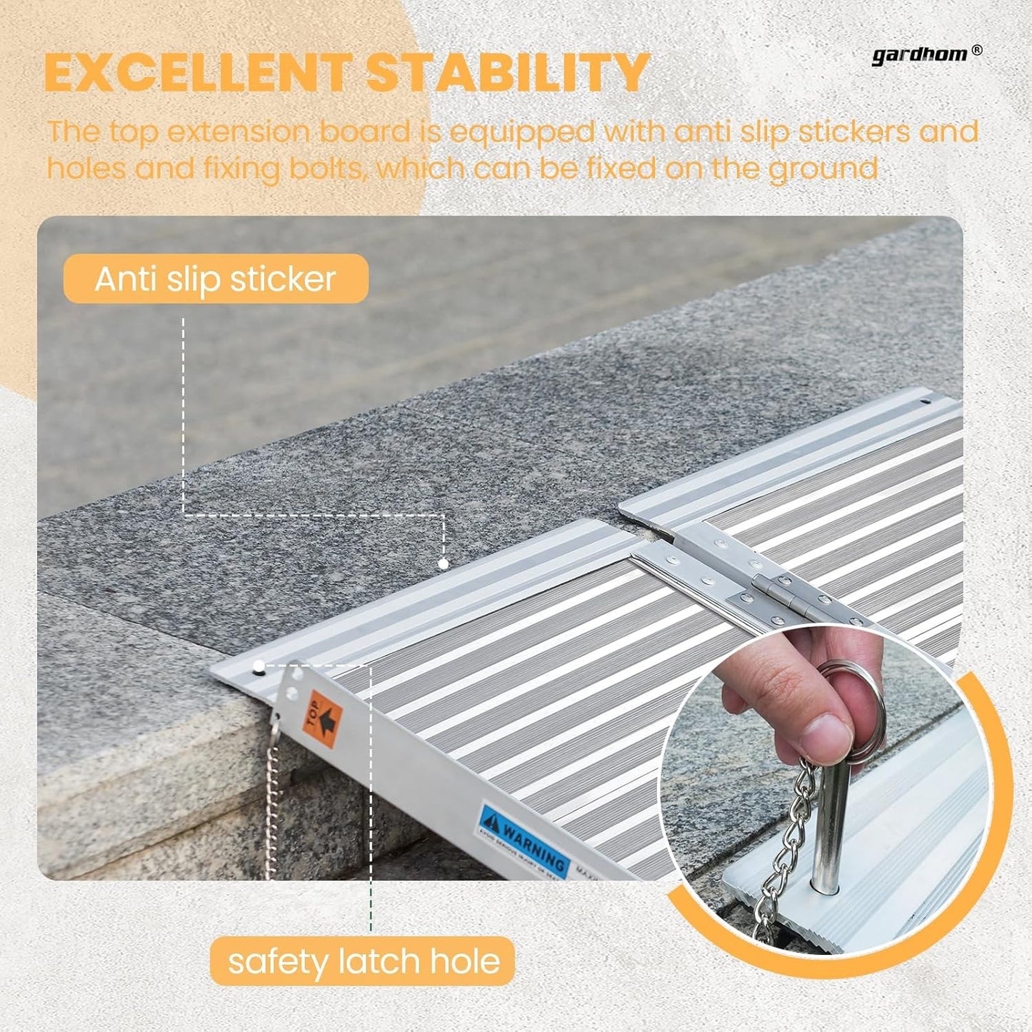 gardhom Wheelchair Ramp 2FT -7 FT Folding Aluminum Ramps for Wheelchairs