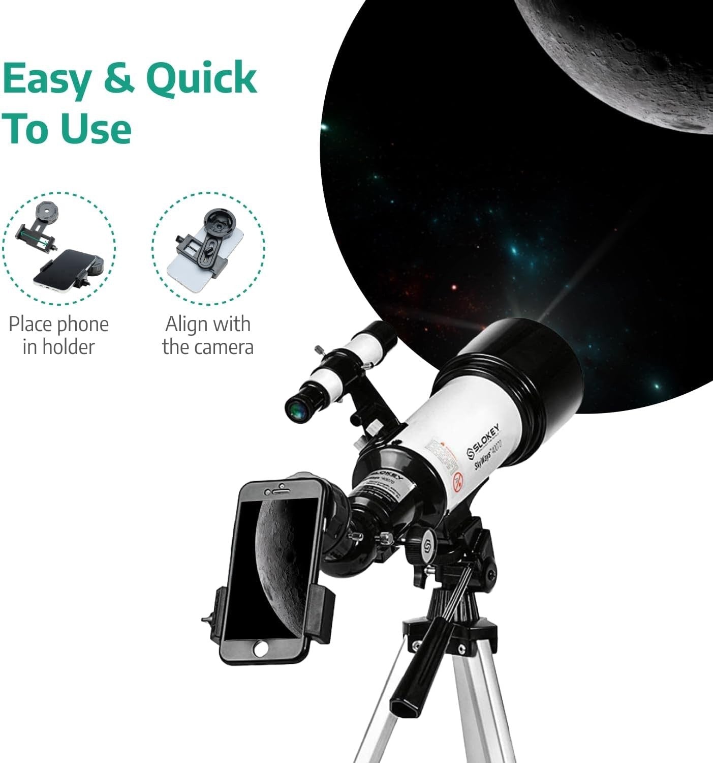 Slokey Telescope 40070 Astronomy Scope with 16x-120x Magnification White