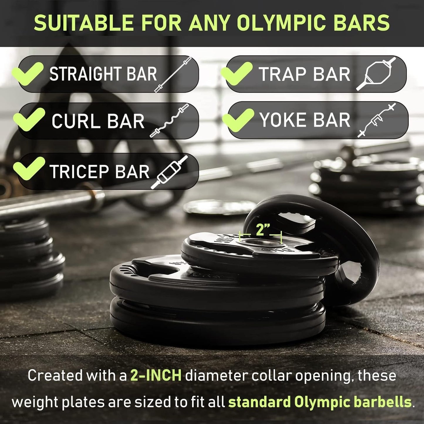 PhysKcal Olympic Weight Plates with Rubber Finish 2โโ Opening 10kg Pair
