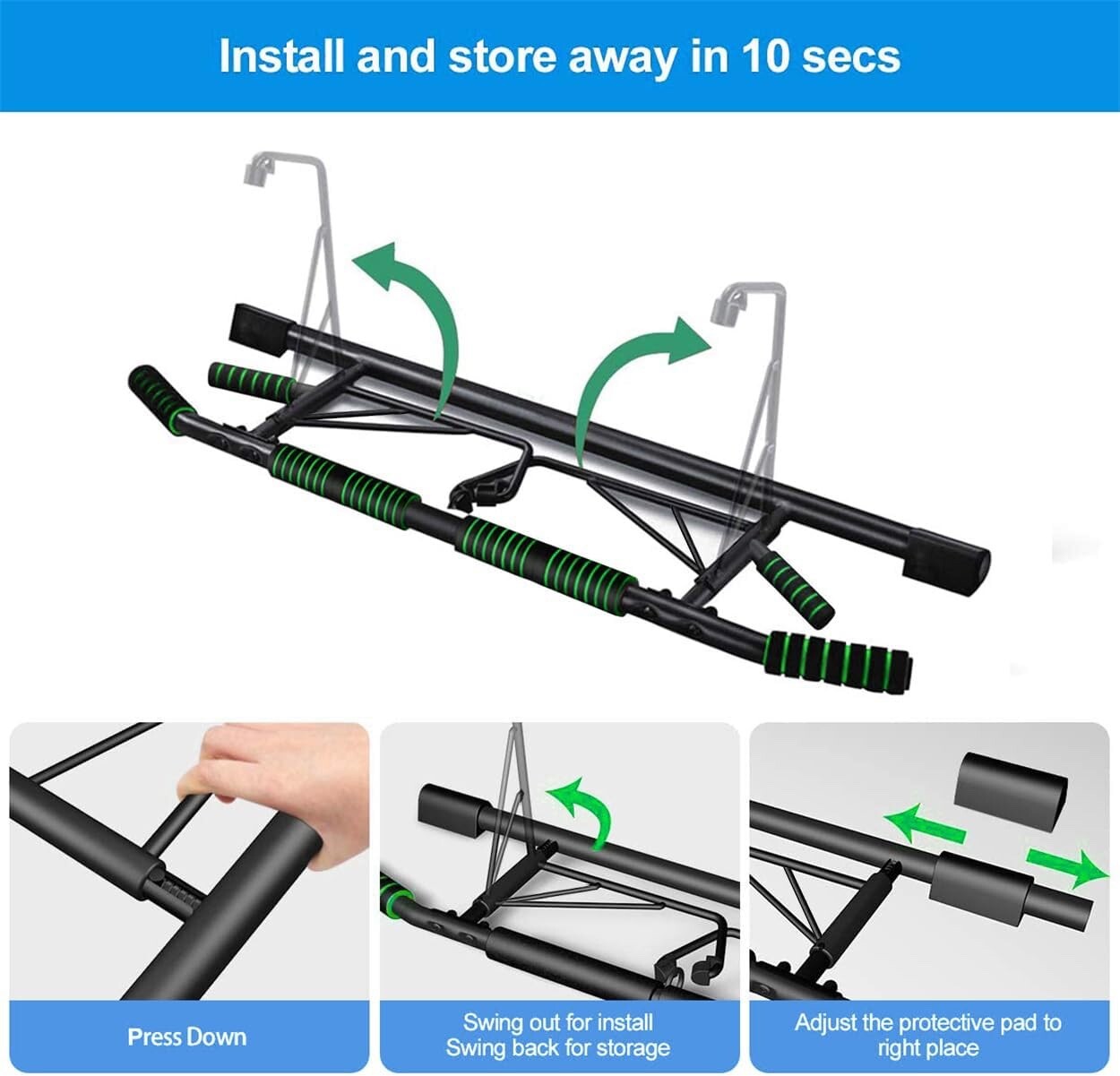 Pull Up Bar Door Frame Fitness Chin-Up Bar for Home Gym Equipment & Straps
