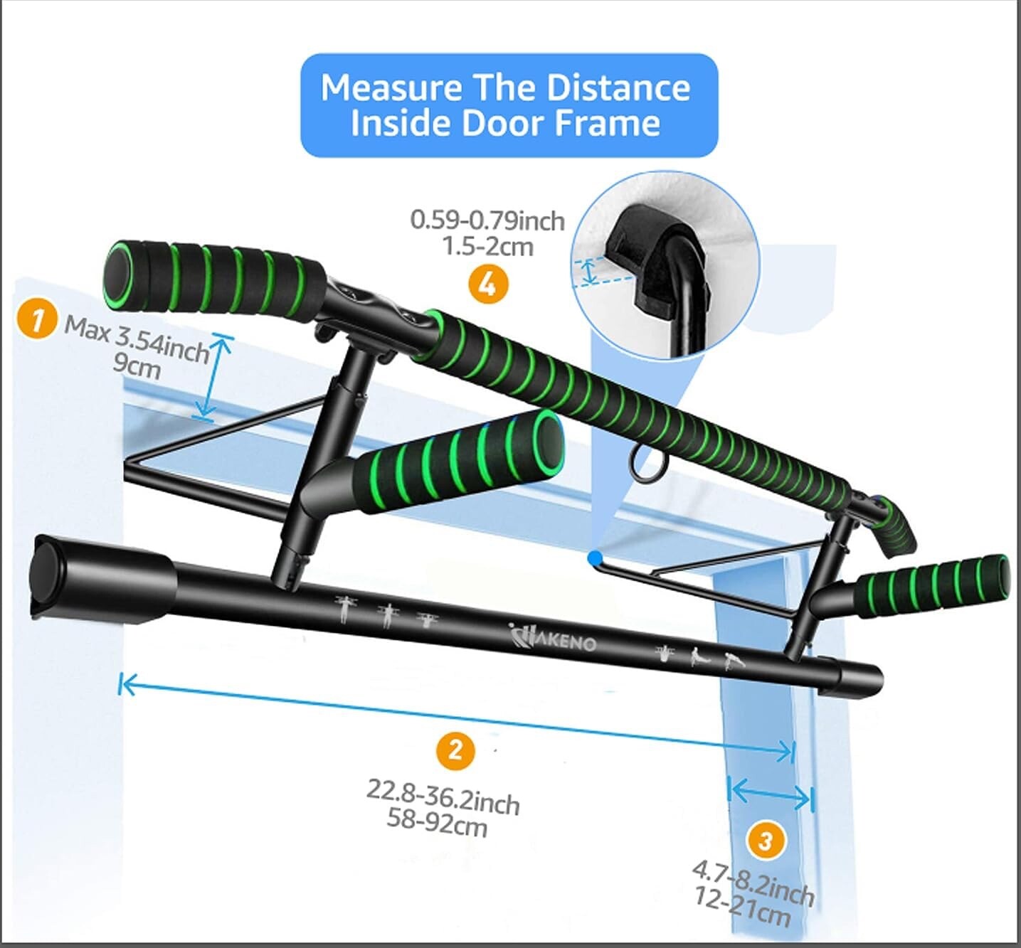 Pull Up Bar Door Frame Fitness Chin-Up Bar for Home Gym Equipment & Straps