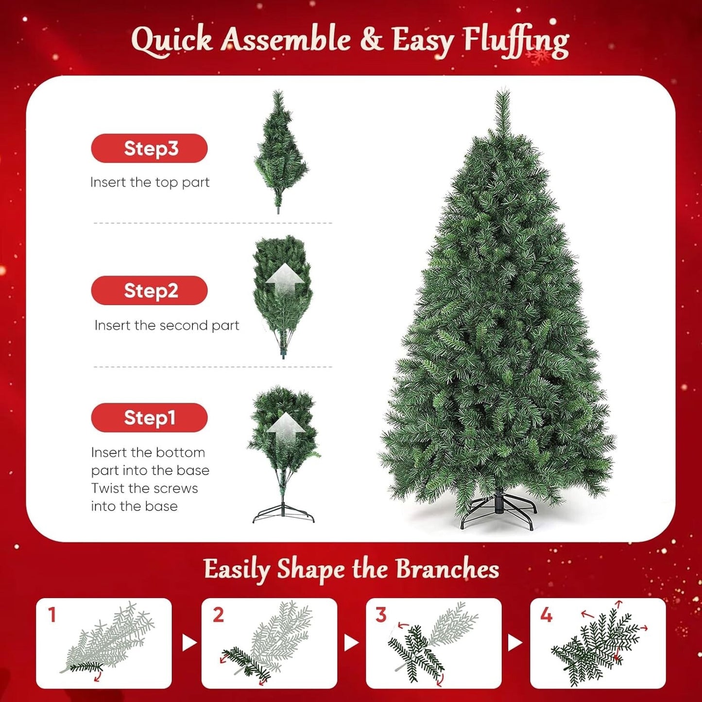 SALCAR 5ft Artificial Christmas Tree – Full & Realistic 150cm Spruce Pine