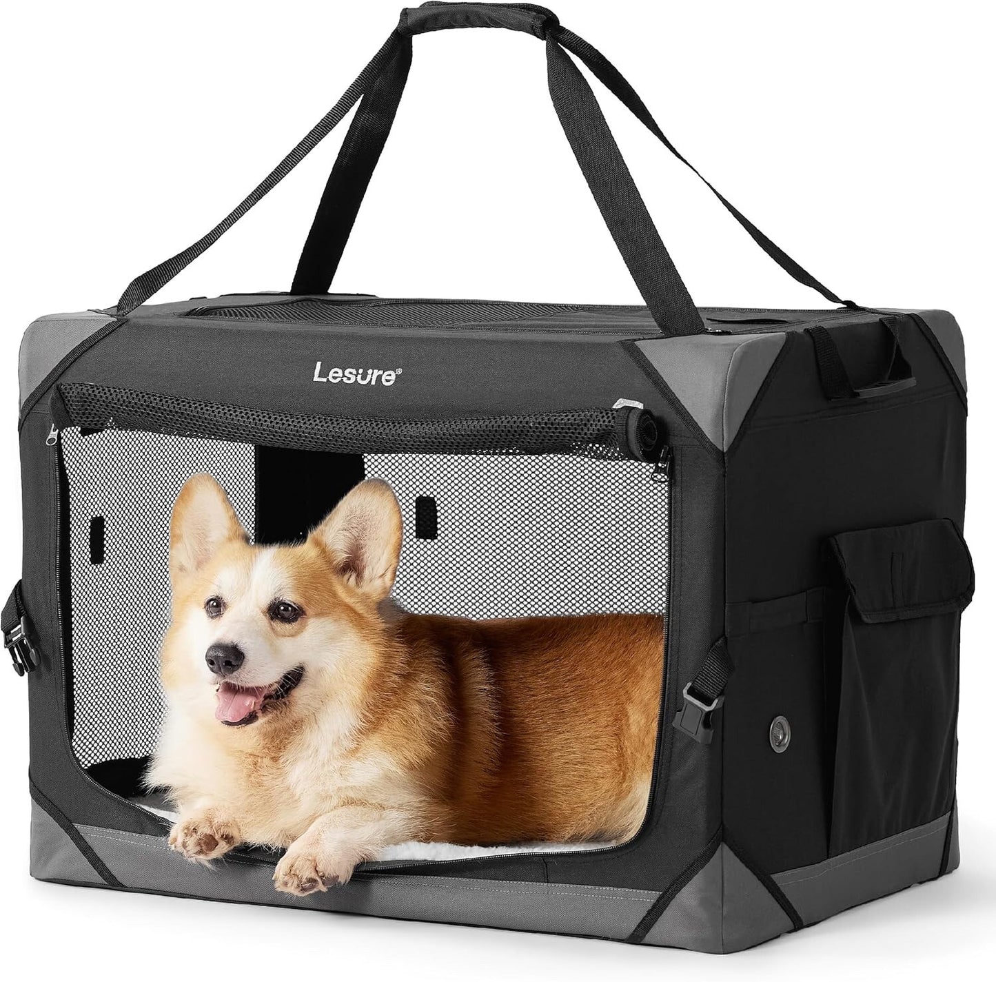 Lesure Dog Travel Crate Medium - Pet Soft Sided Carriers Outdoors 61x40x40 cm