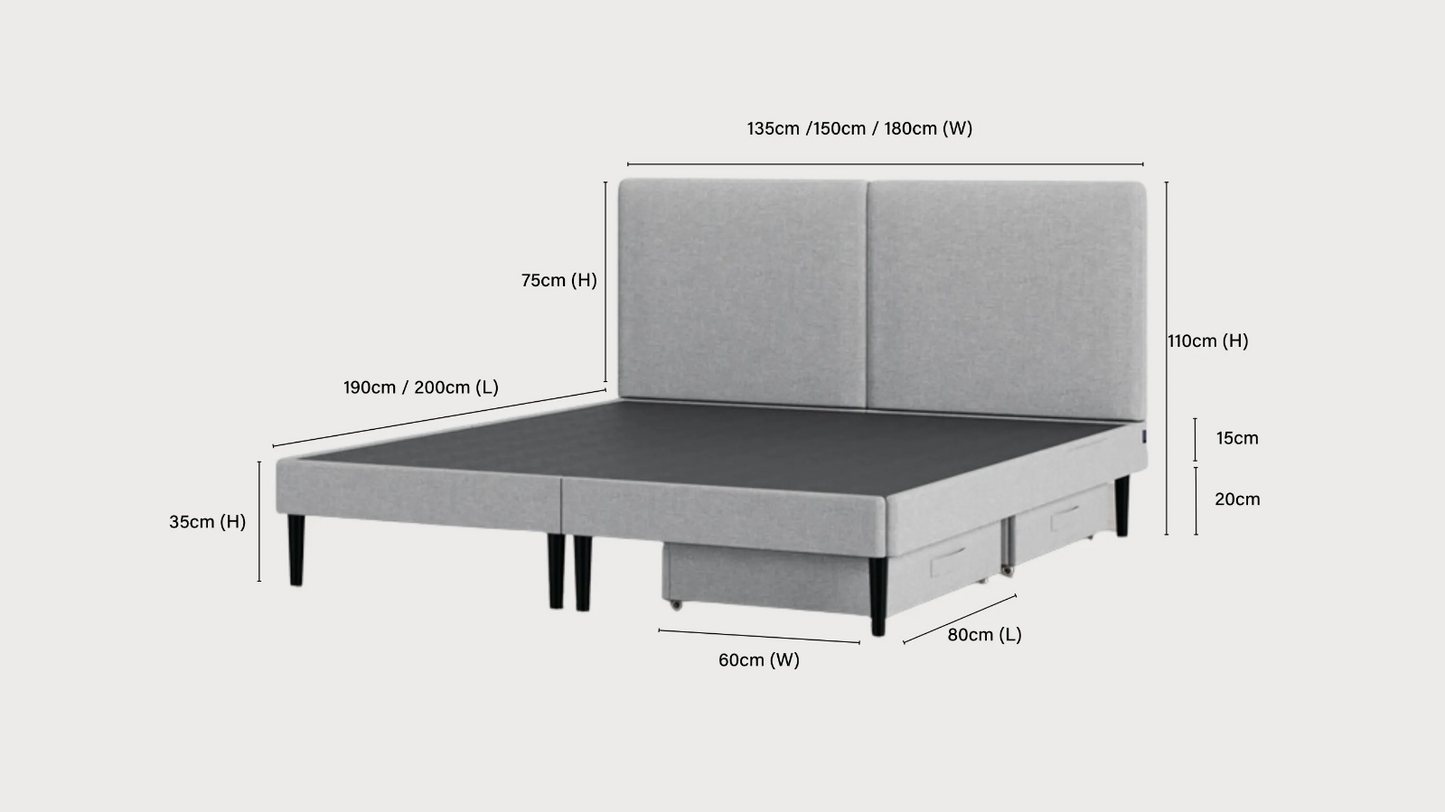 Brand New Emma Double Dark Grey Signature Bed with Tufted Headboard 135x190cm