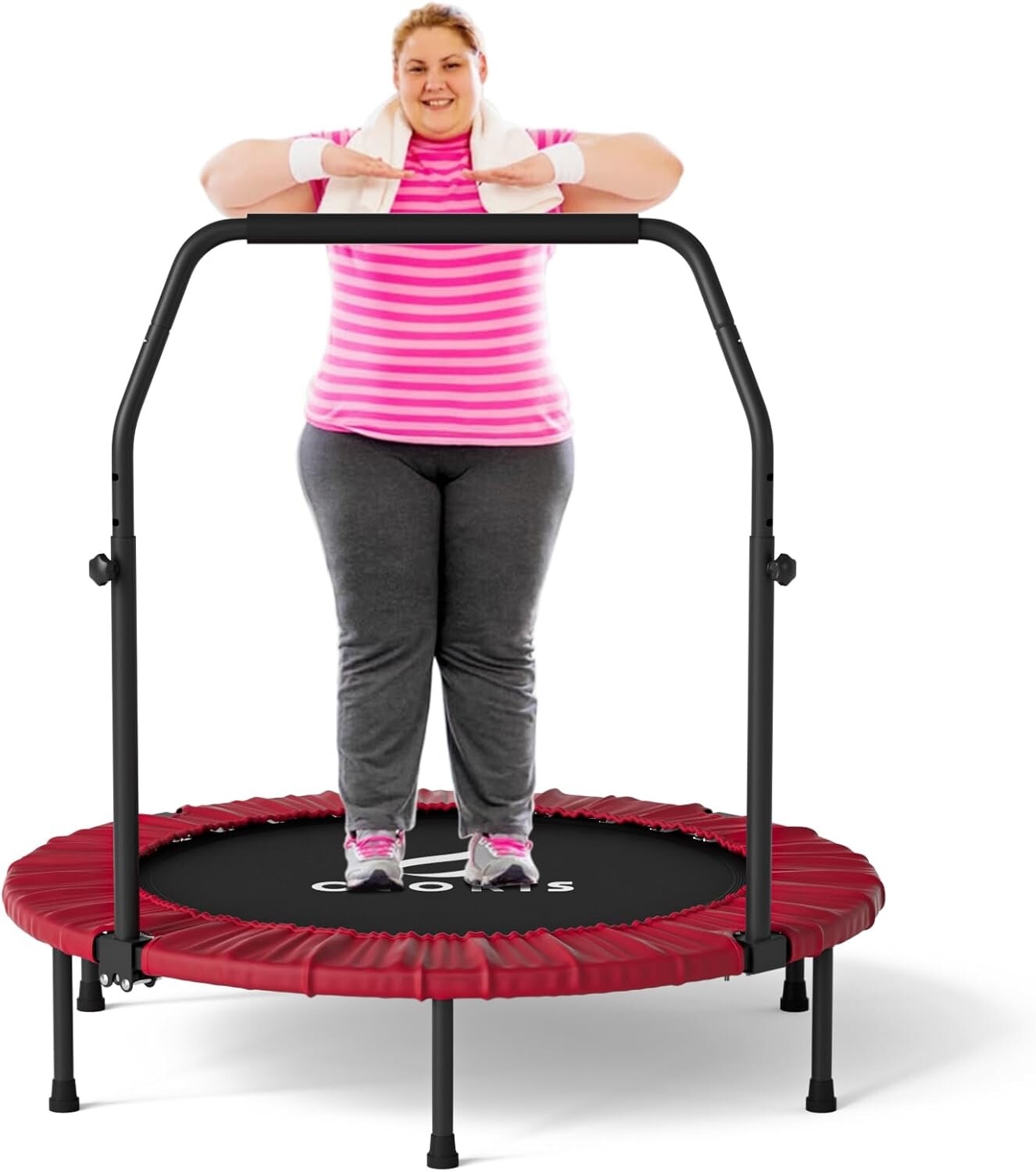 CLORIS 40'' Foldable Fitness Trampoline - Max Load 400lbs Red