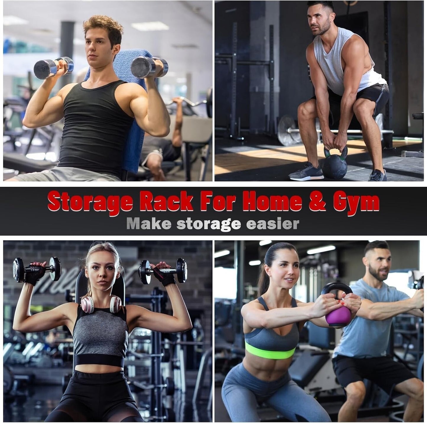 IMAYCC Dumbbell Rack Adjustable 3 Tier Storage Stand Heavy Duty Steel