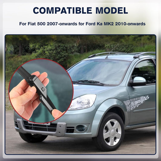 Front Rear Wiper Blades Set for Fiat 500 07+ Ford Ka MK2 10+ 24 14 11 Inch