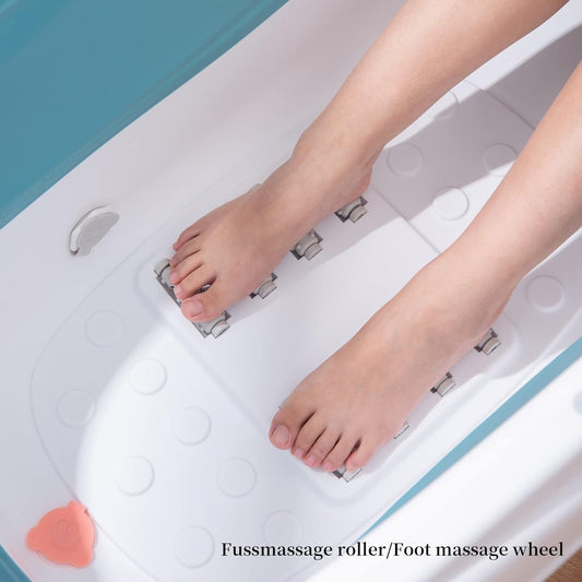 Foldable Adult Bathtub Portable Soaking Spa Bath with Pillow Basket