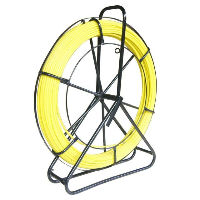 Cable Puller Duct Rodder 6mm x 100m Fiberglass Fish Tape Steel Stand Electrician