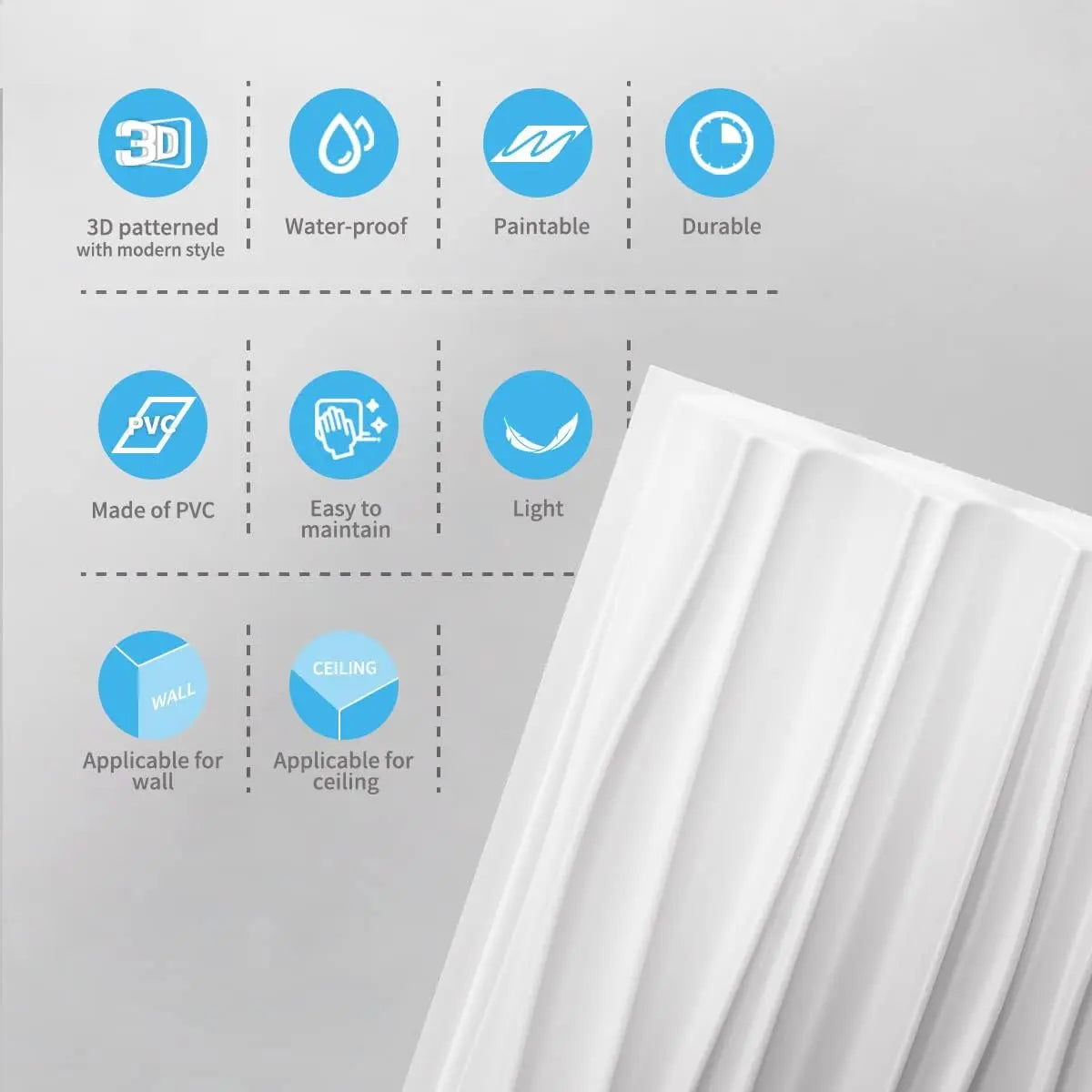 Art3d White Large PVC 3D Wall Panels for Interior Wall Décor - RT Online Outlet