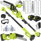 2-In-1 Cordless Pole Chainsaw 6 & 8in Brushless Telescopic Saw Auto Oiler