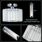 Crystal Ceiling Light Flush Mount Chrome Chandelier Glass Shade