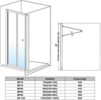 800mm Bi Fold Shower Door Inward Opening Space Saving Bathroom Enclosure