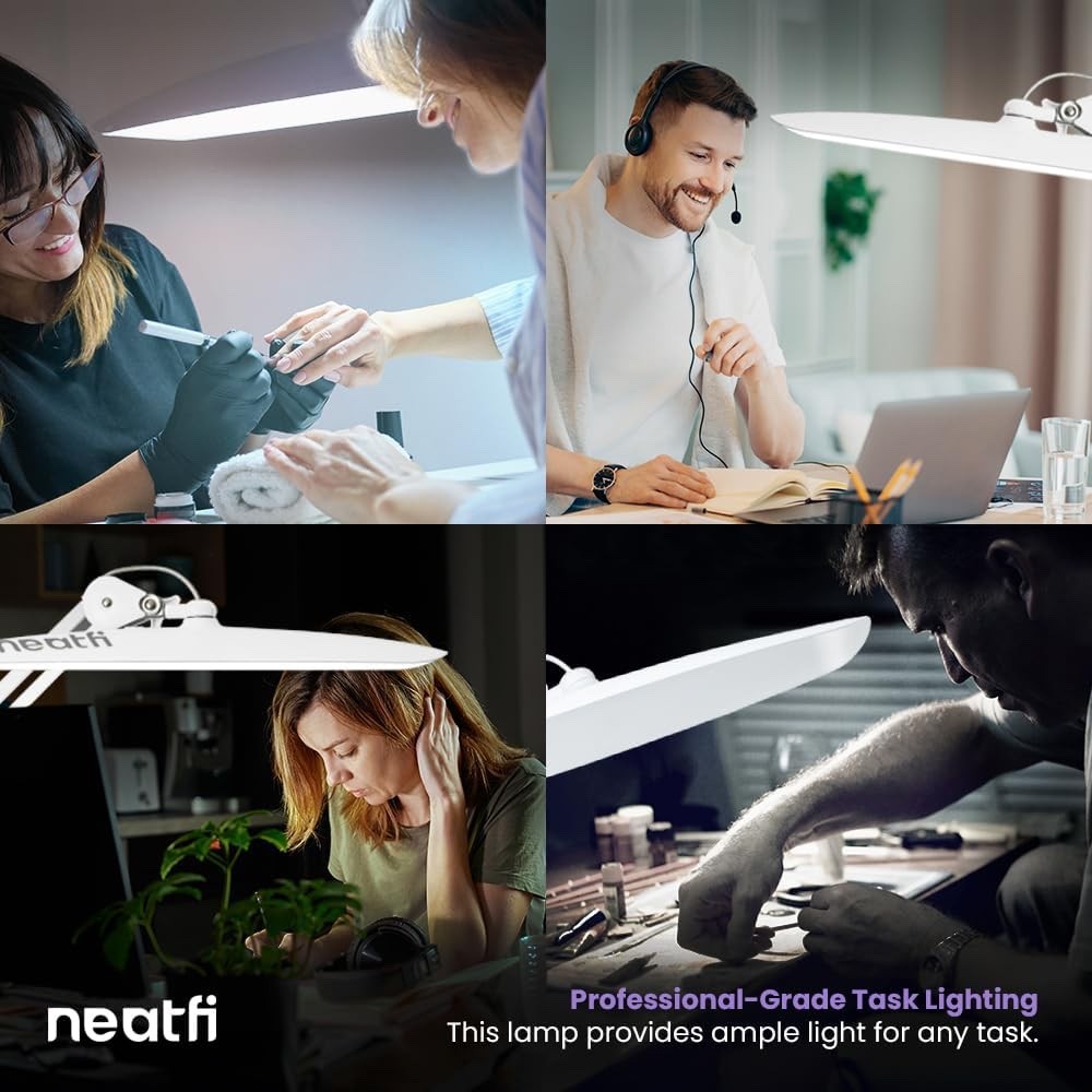 LED Desk Lamp Clamp 2200 Lumens Neatfi XL 20W Dimmable CCT Workbench Light White