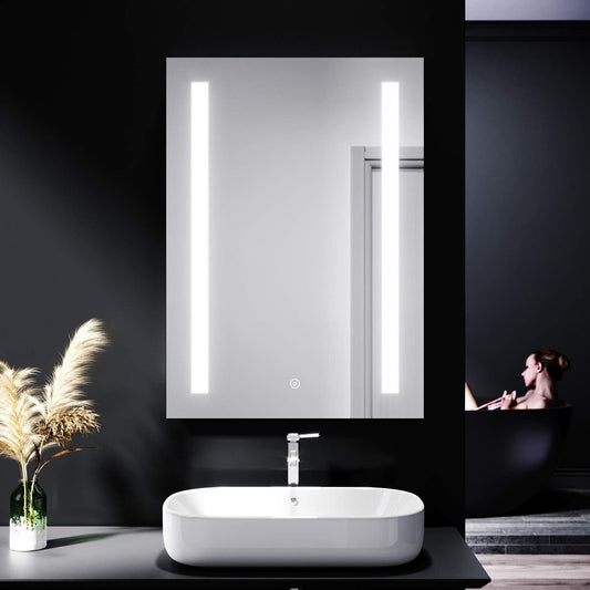 Bathroom Mirror LED Illuminated 500x700mm Shaver Socket Anti Fog Dimmable IP44