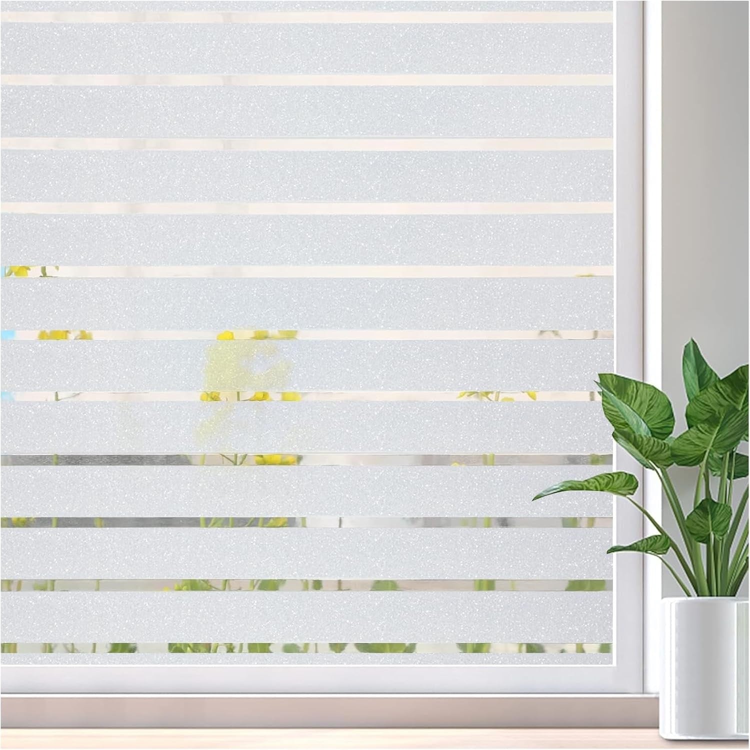 Lifetree Frosted Stripe Window Film Static Cling Privacy UV 90 x 400 cm