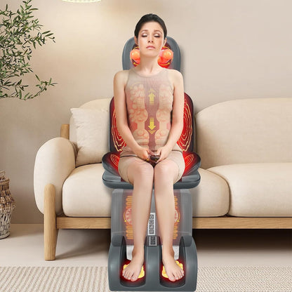 Full Body Massage Mat Heated Waist Airbag Remote Control Neck Back Leg Brown