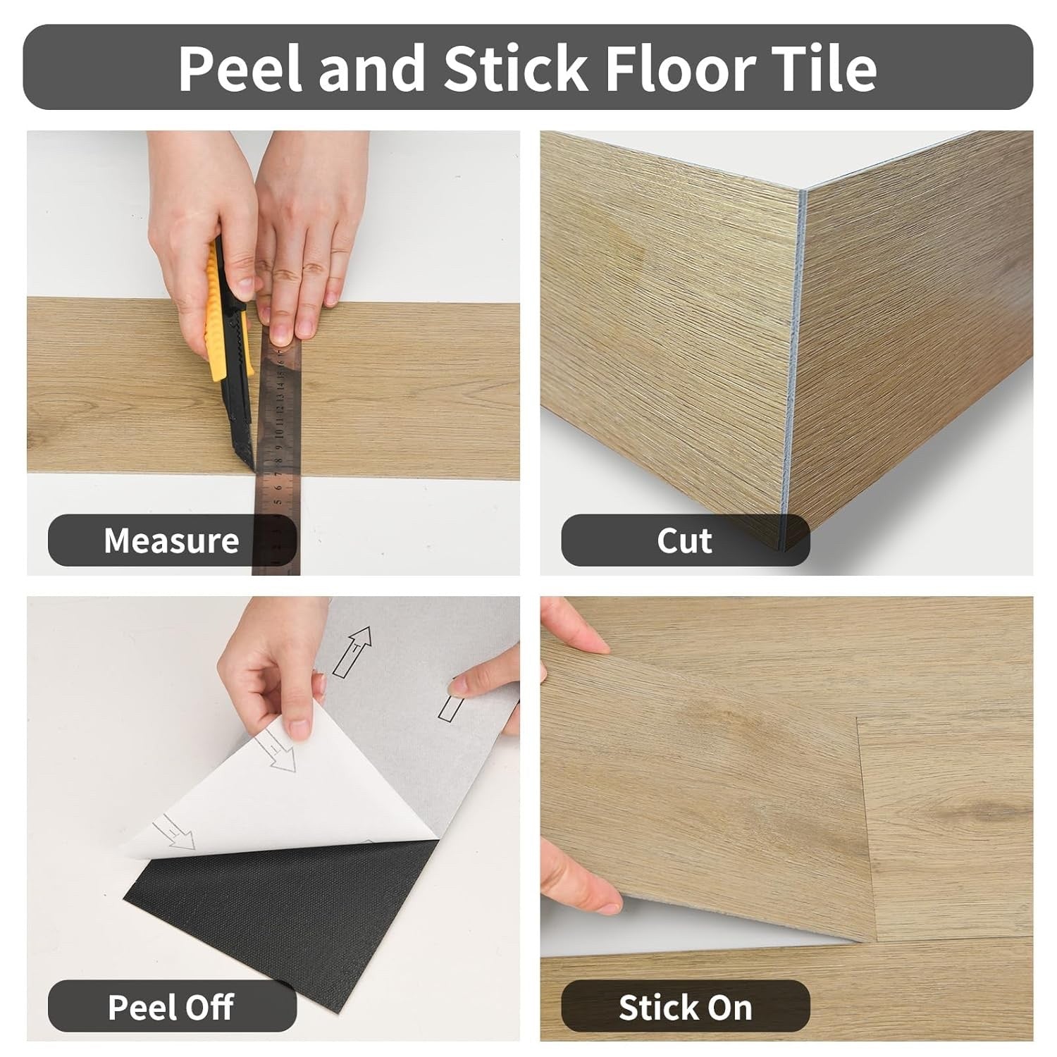 Vinyl Floor Planks Self Adhesive 36 Pack 5sqm Waterproof Wood Effect Tiles Home