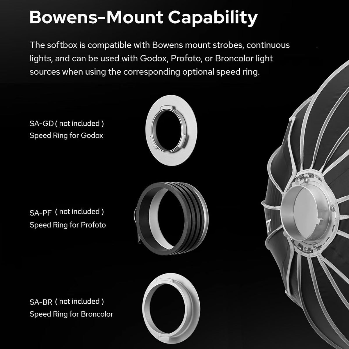 Photography Softbox Parabolic 150cm Quick Release Bowens Mount Diffusers Bag
