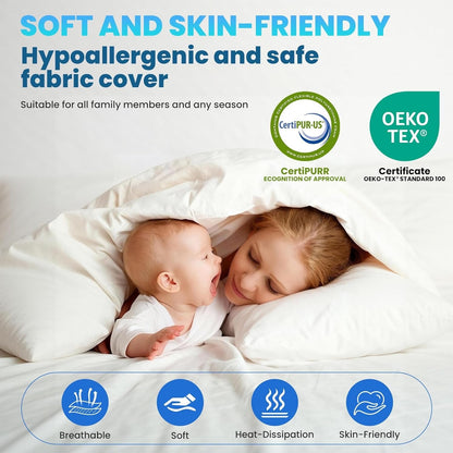 Double Mattress Topper 135x190x7cm Memory Foam Washable Cover Back Support