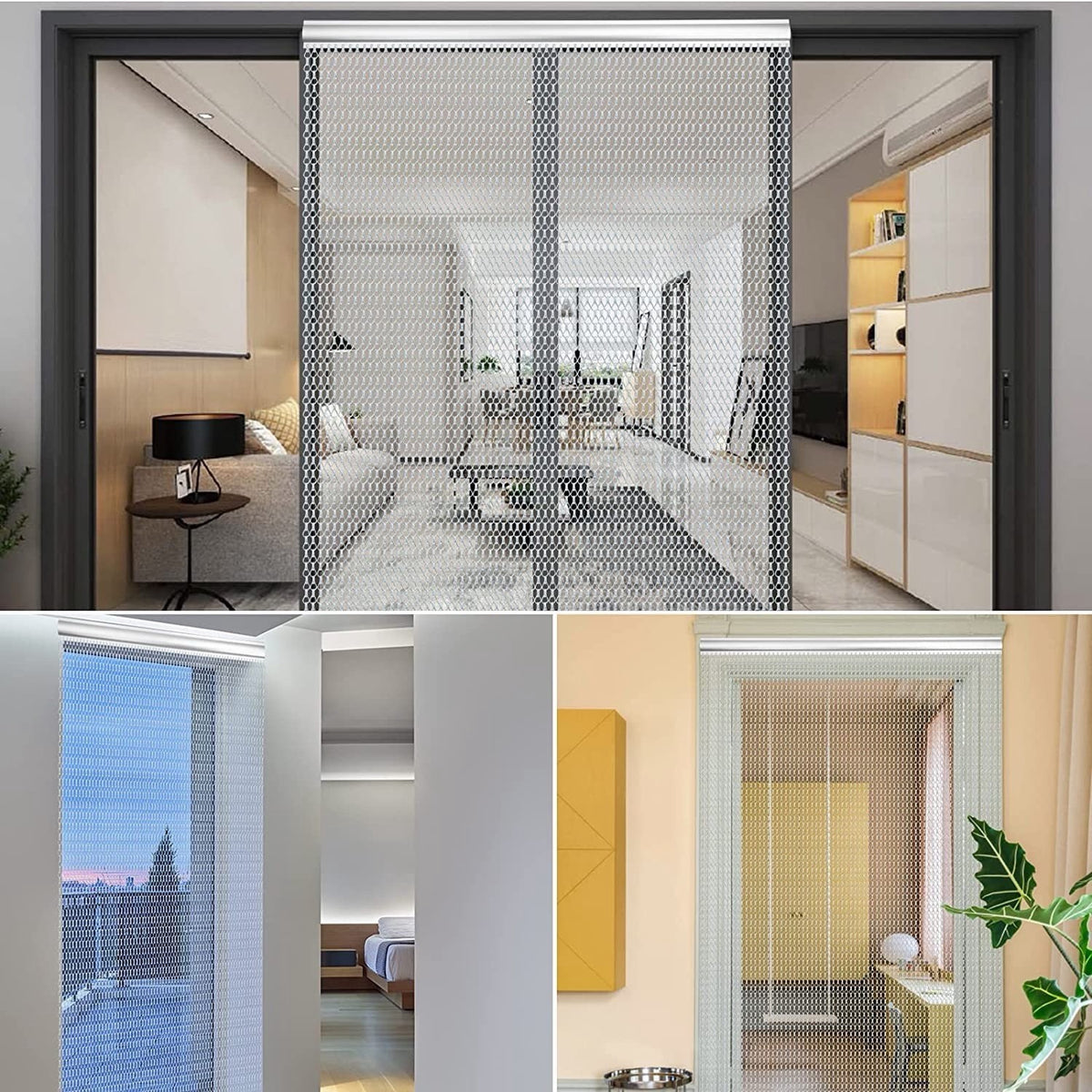 Door Fly Screen Chain Curtain Aluminium 90x210cm Silver Metal Insect Blind