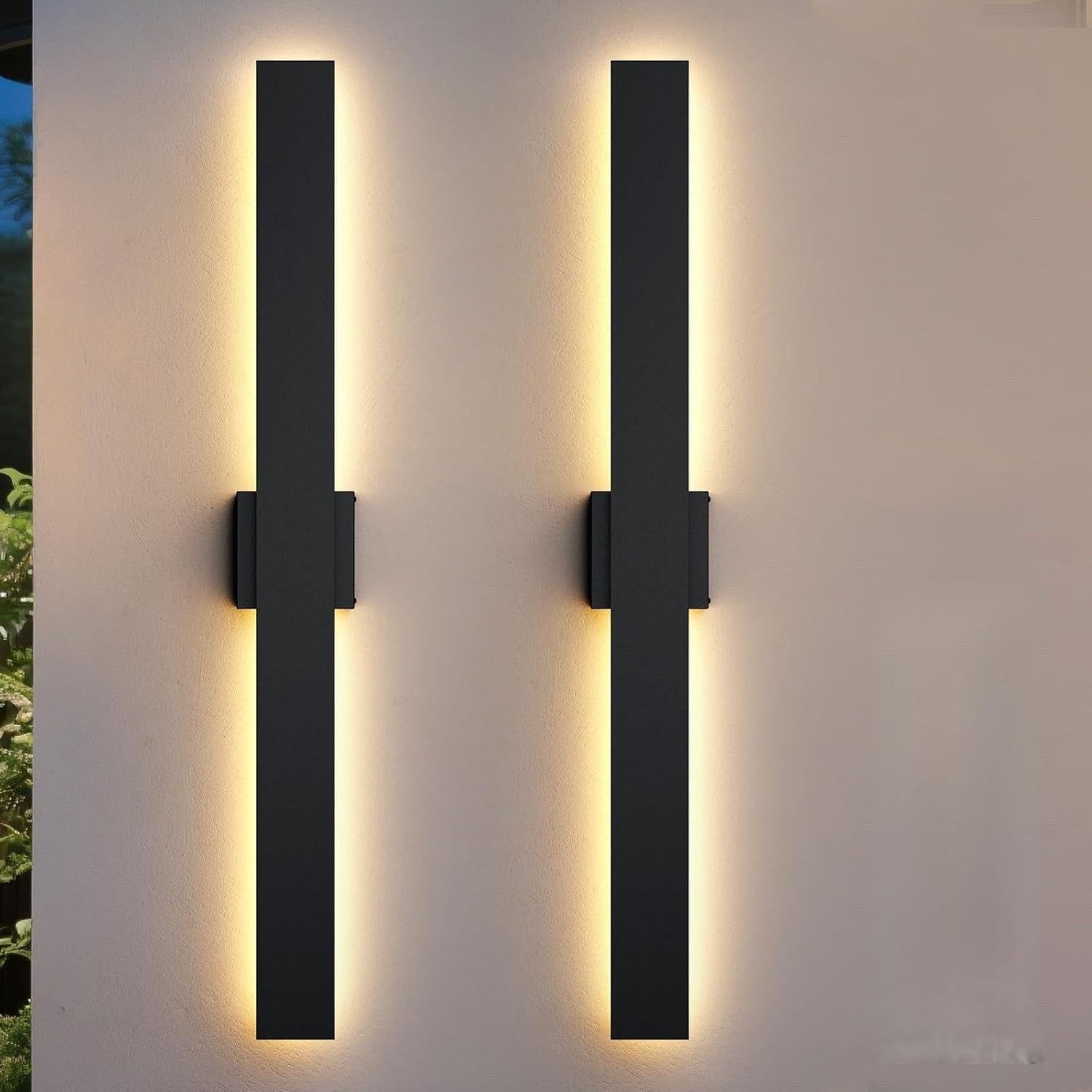LED Outdoor Wall Light 100CM 2 Pack Dimmable IP65 Waterproof Exterior Black