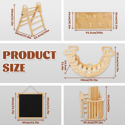 Toddler Climbing Frame Pikler Triangle Wooden Foldable Montessori Slide Arch Set