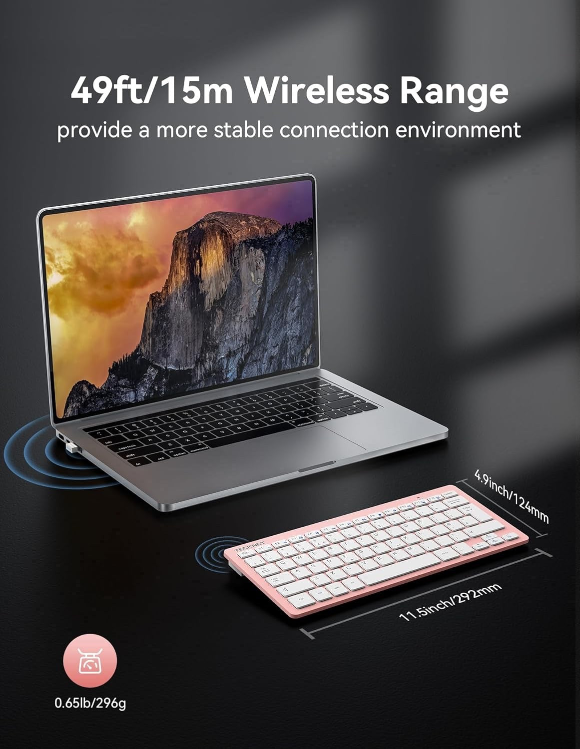 Mini Wireless Keyboard 2.4G USB UK Layout Compact Silent PC Laptop Pink