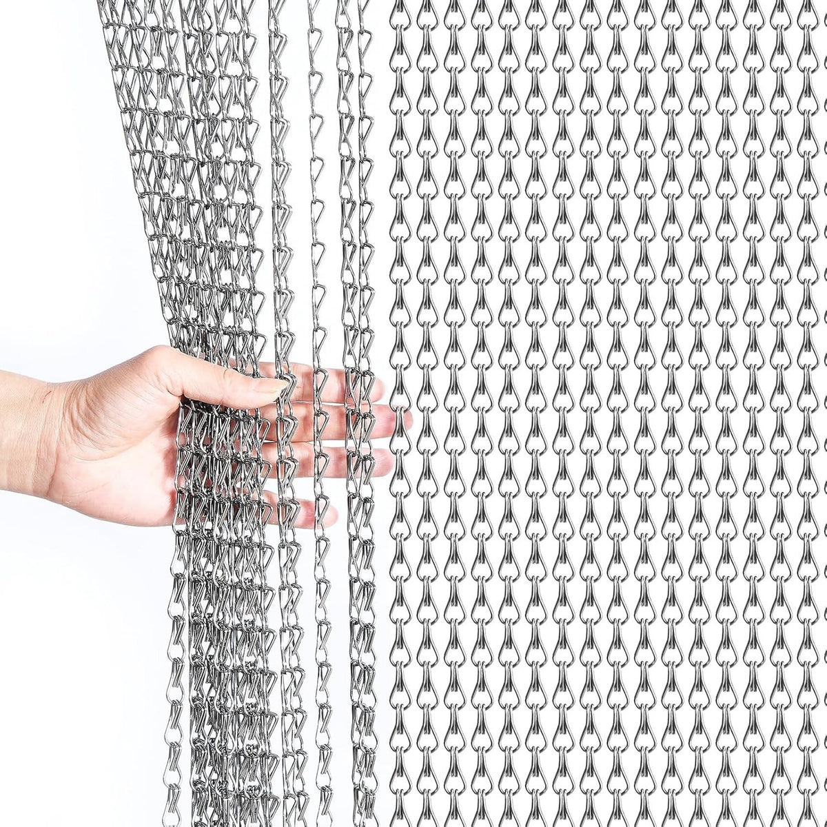 Chain Curtain Aluminum Fly Screen Door 100x210cm Black Insect Privacy Barrier