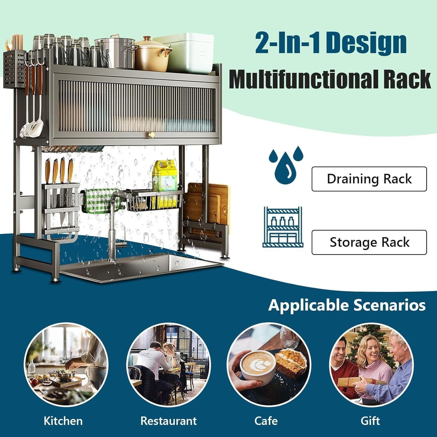 WUDLEP Over Sink Dish Drying Rack 3 Tier Large Drainer Rack