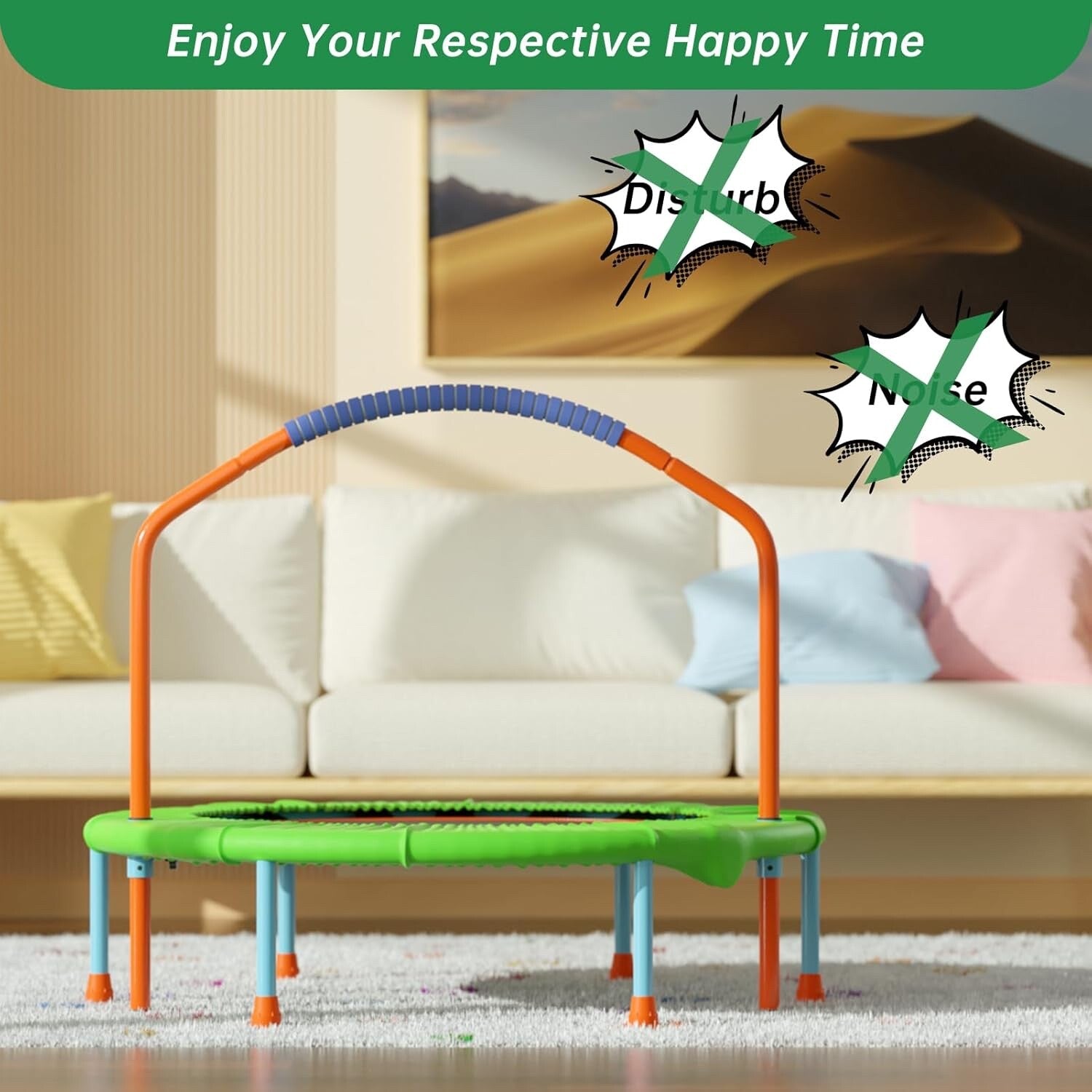 CLORIS 38'' Foldable Fitness Trampoline Max Load 220lbs Rebounder Green