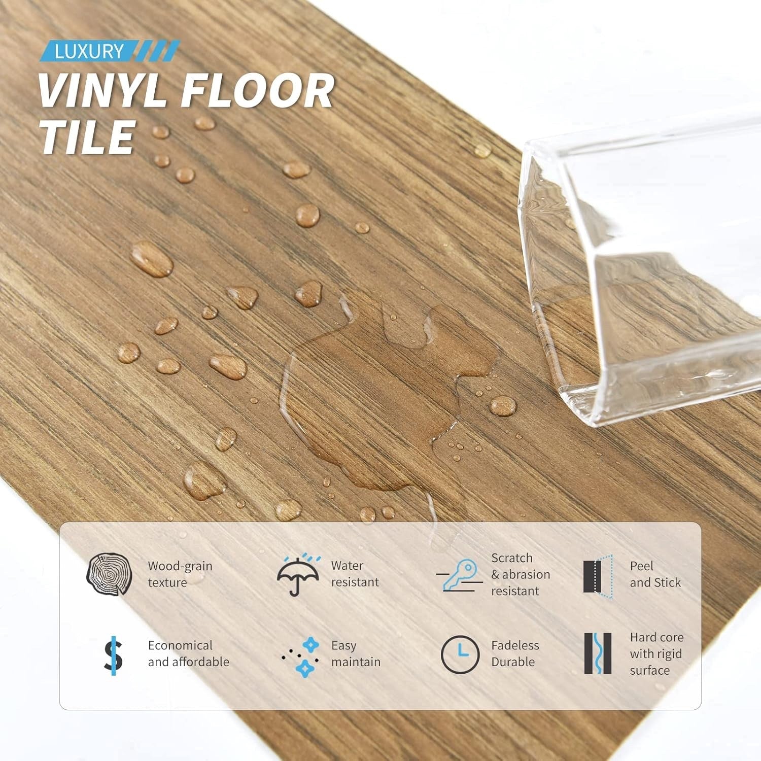 Floor Tiles Vinyl Peel Stick 36 Pack Wood Effect Waterproof Self Adhesive Planks