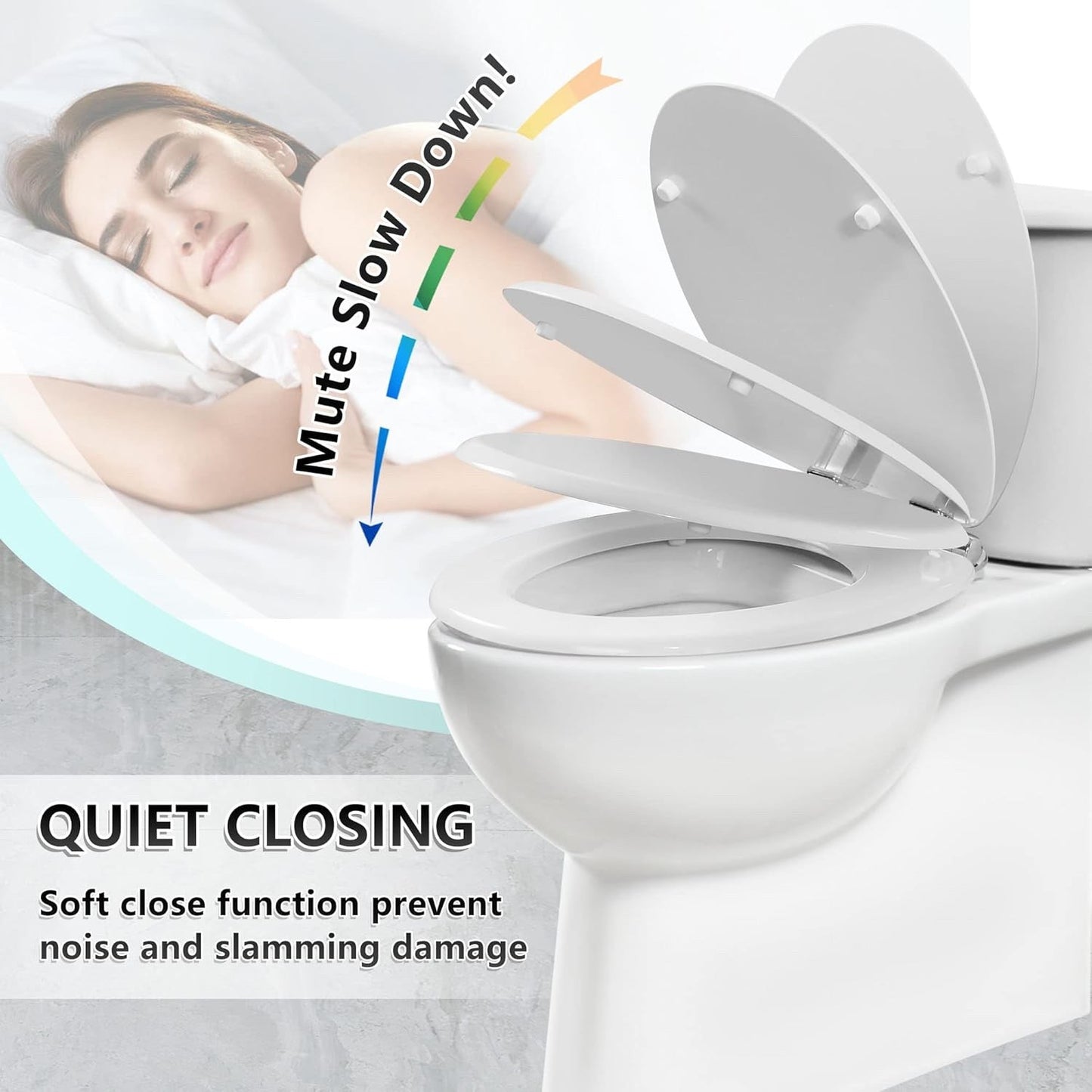 Wooden Toilet Seat White Soft Close Quick Release Antibacterial Easy Clean Lid