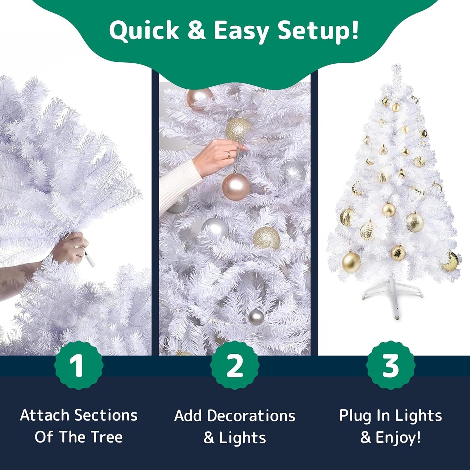 Prextex 6FT White Christmas Tree - Artificial Canadian Fir Small with Stand