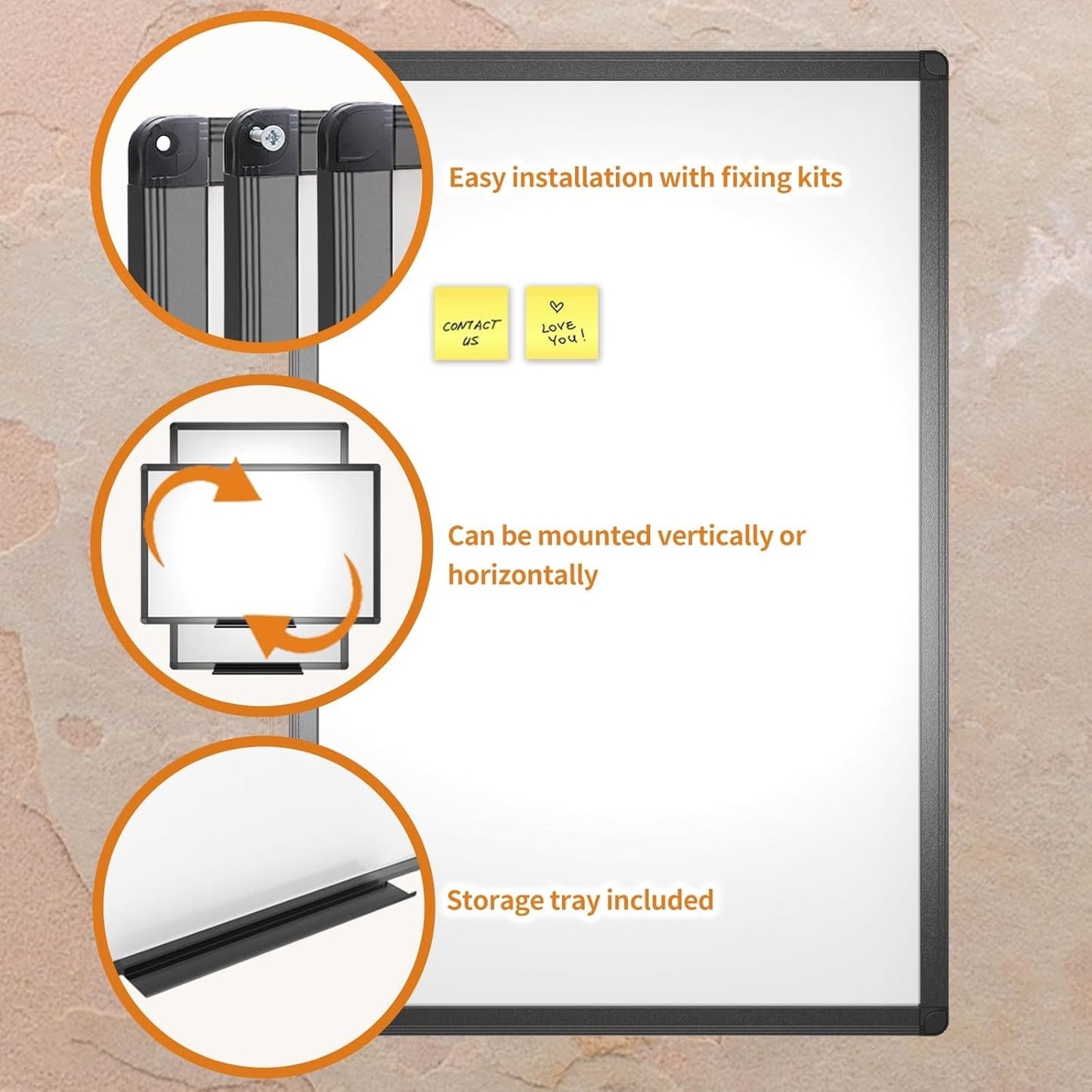Viz-Pro Magnetic Whiteboard 120x90cm Dry Wipe Board Aluminium Frame