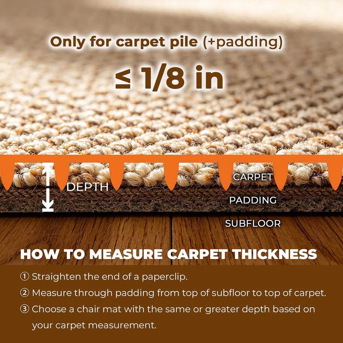 Chair Mat Carpet Floor 120x90cm with Lip PVC Clear Anti Slip Office Protector